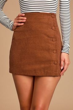 A-Line Corduroy Skirt + Long-Sleeve Top + Mary Janes #Darkacademiaoutfit